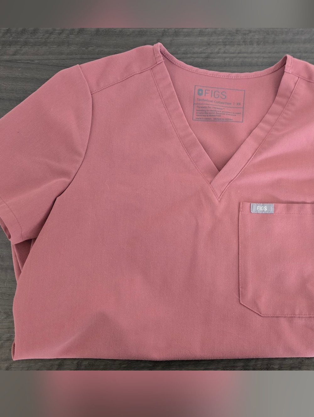 Figs Technical Collection V-Neck Scrub Top in Mauve